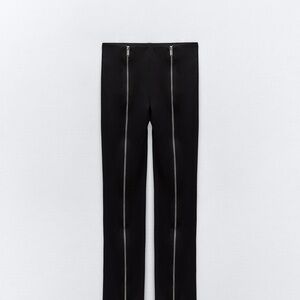 Zara Black Leggings with Silver Zipper. Tall girl friendly!